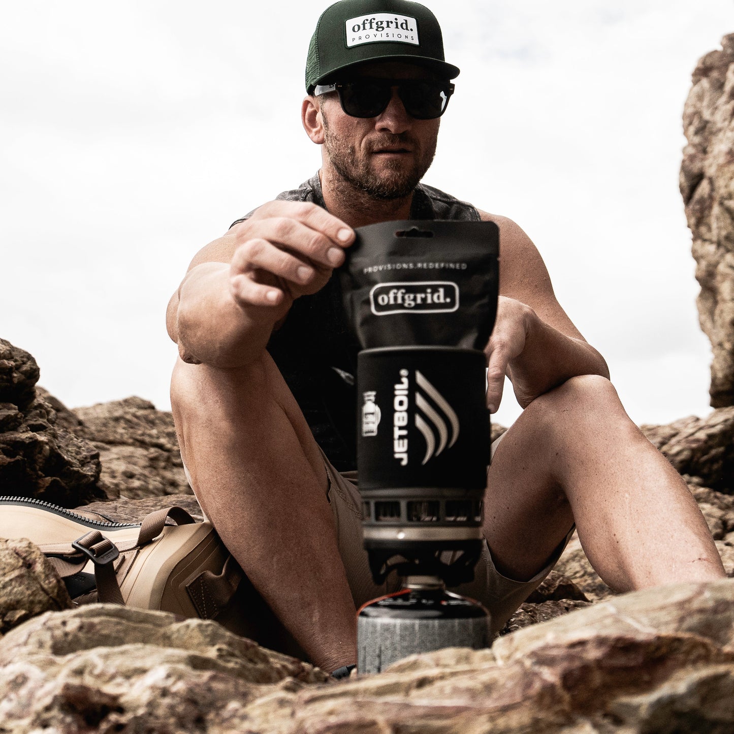 Offgrid forest green snapback trucker cap