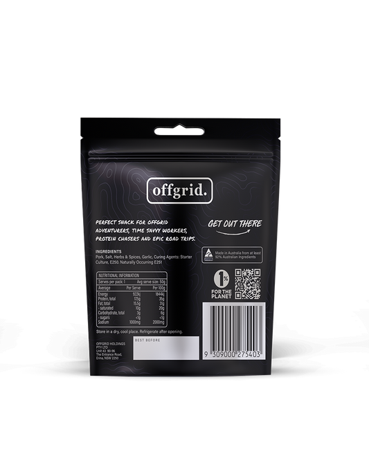 Offgrid wood smoked salami snack original flavour