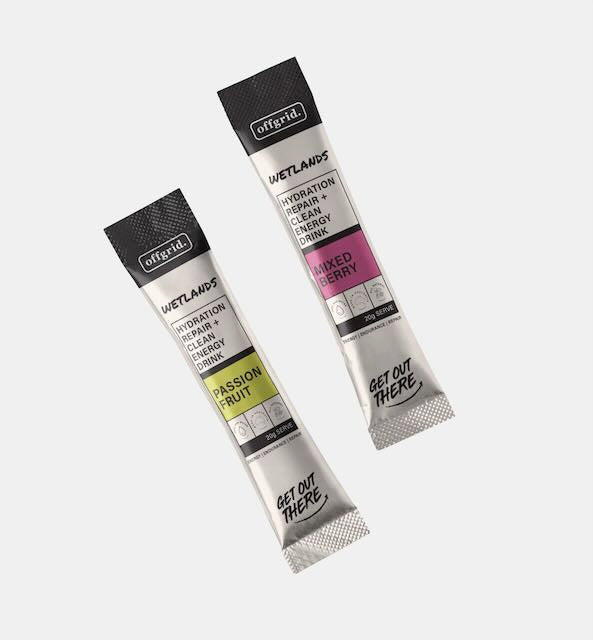 Offgrid wetlands formulated hydration drink sachets - passionfruit flavour