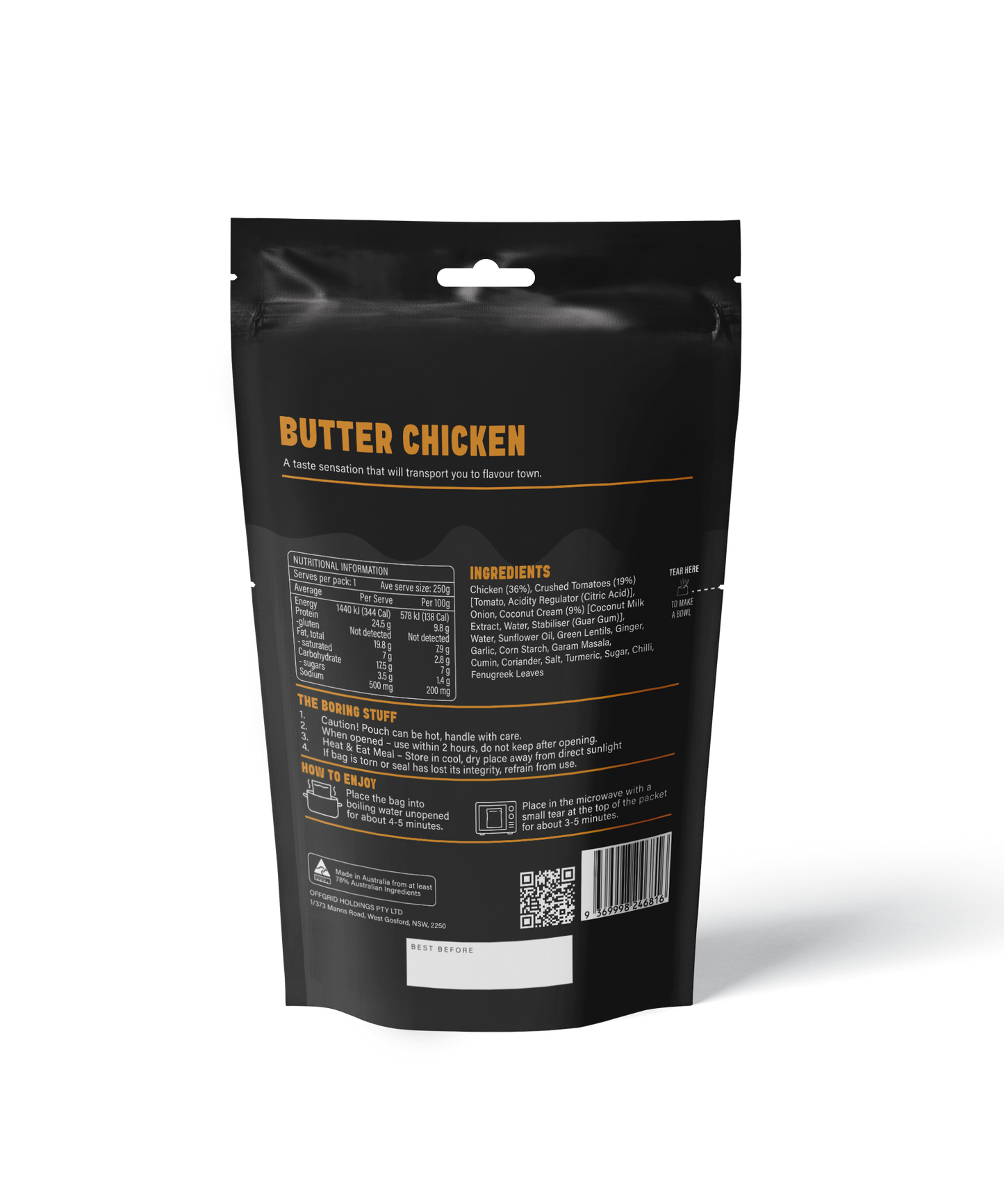BUTTER CHICKEN - SHELF STABLE MEAL