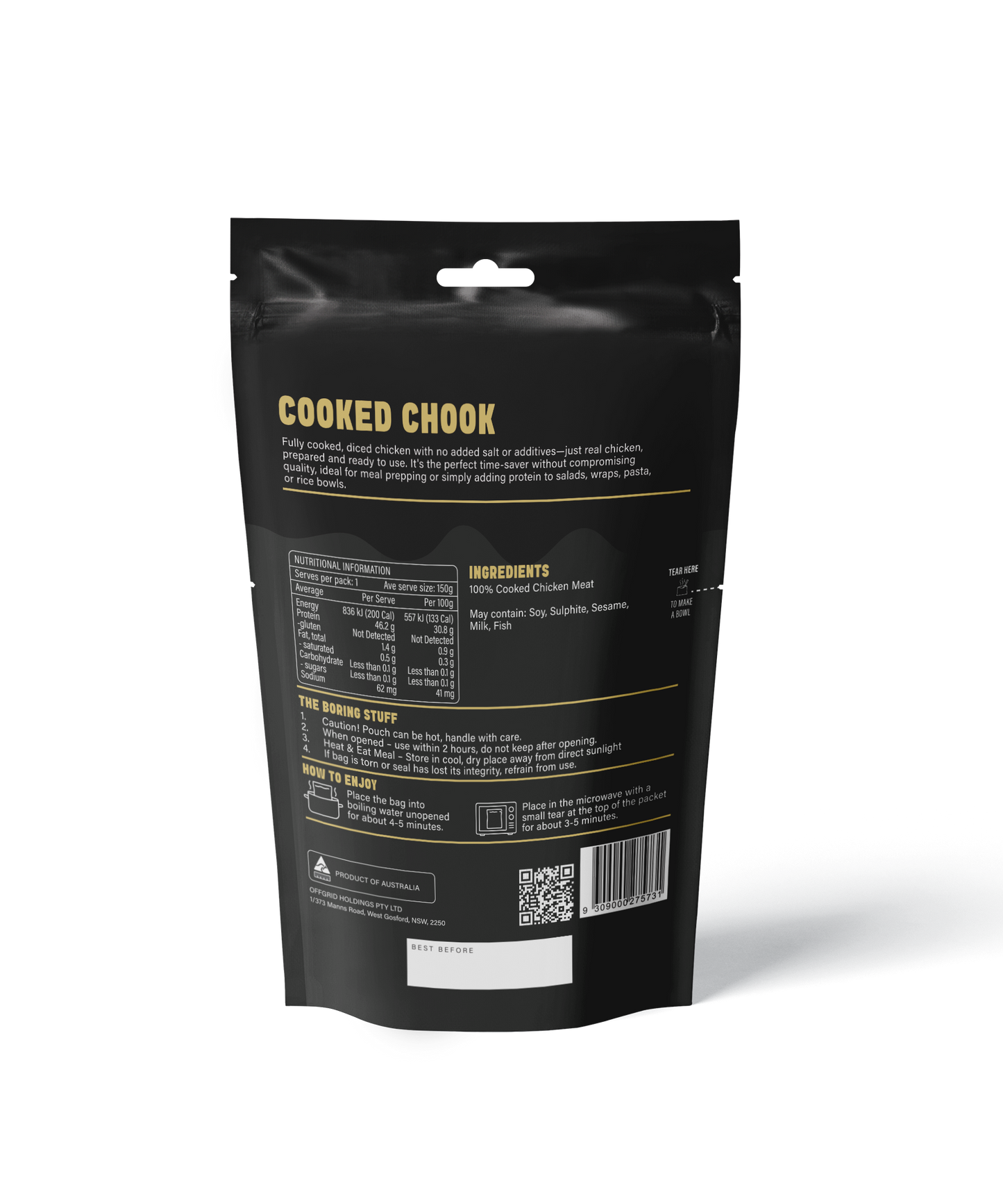 COOKED CHOOK - SHELF STABLE MEAL