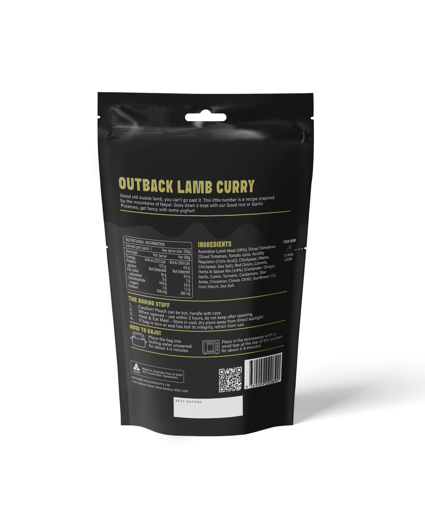 OUTBACK LAMB CURRY - SHELF STABLE MEAL