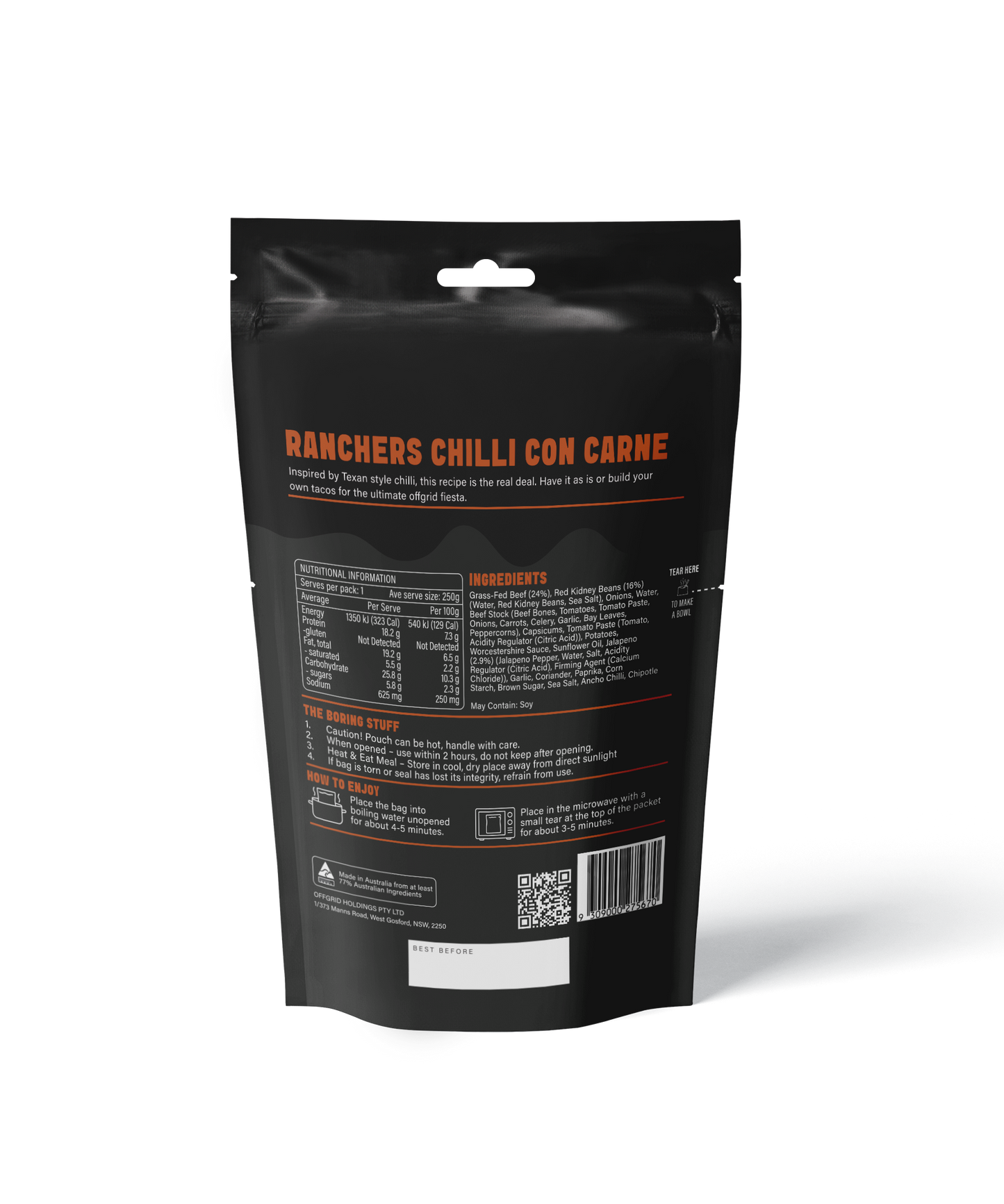 RANCHERS CHILLI CON CARNE - SHELF STABLE MEAL